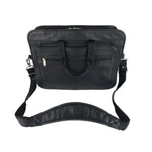 Wilsons‎ Leather Unisex Black Pelle Studio Inner Dividers Pockets Laptop Bag